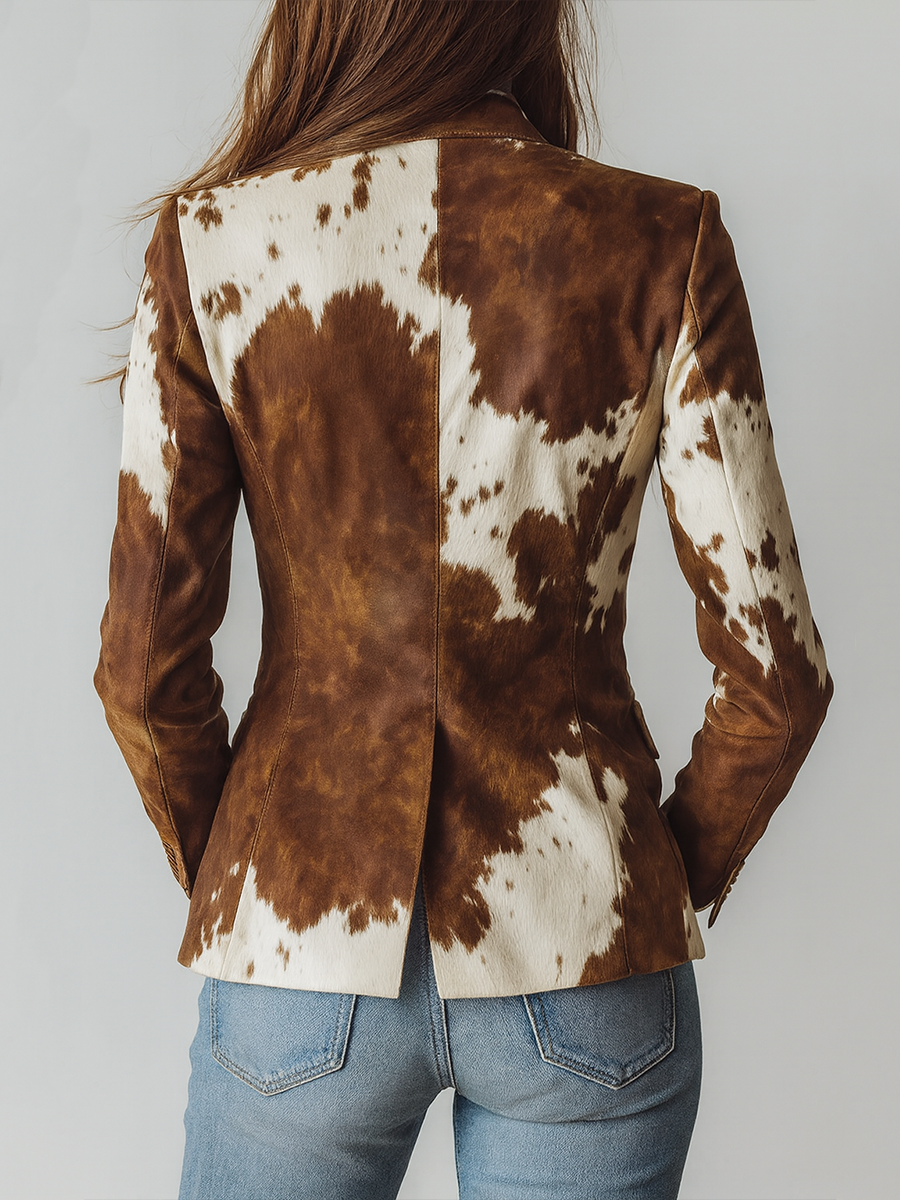 Antonia | Elegant Cow Print Blazer