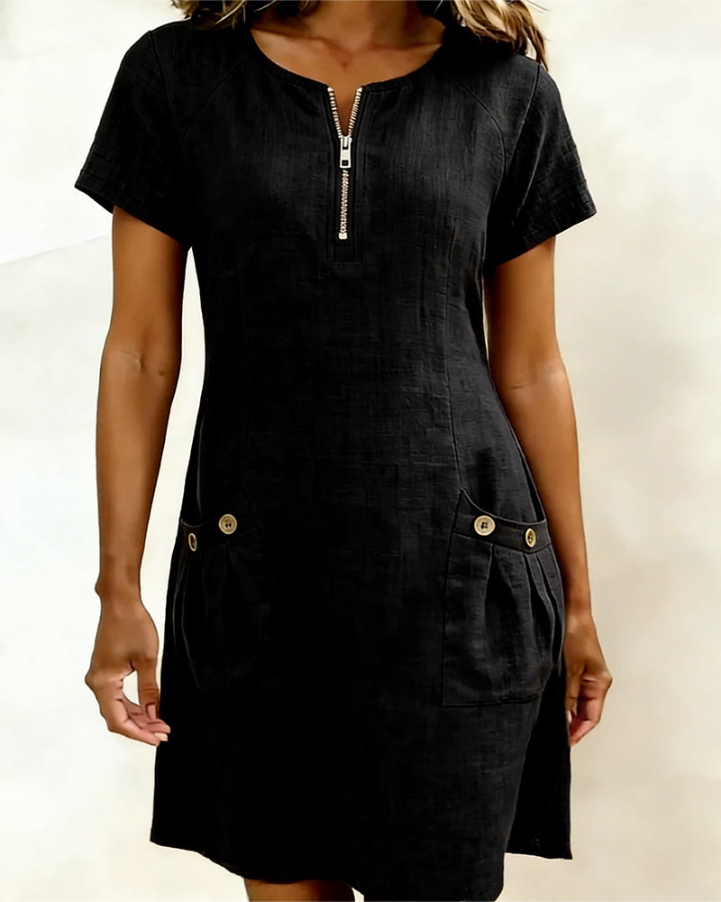 Aisley | Cotton Dress with Zip Closure