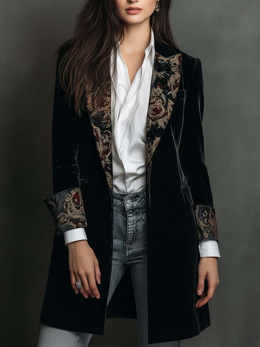 Tilda | Elegant Baroque Print Blazer