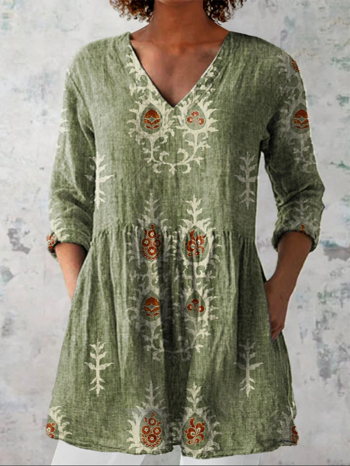 Elise | Folk Motif Tunic Blouse