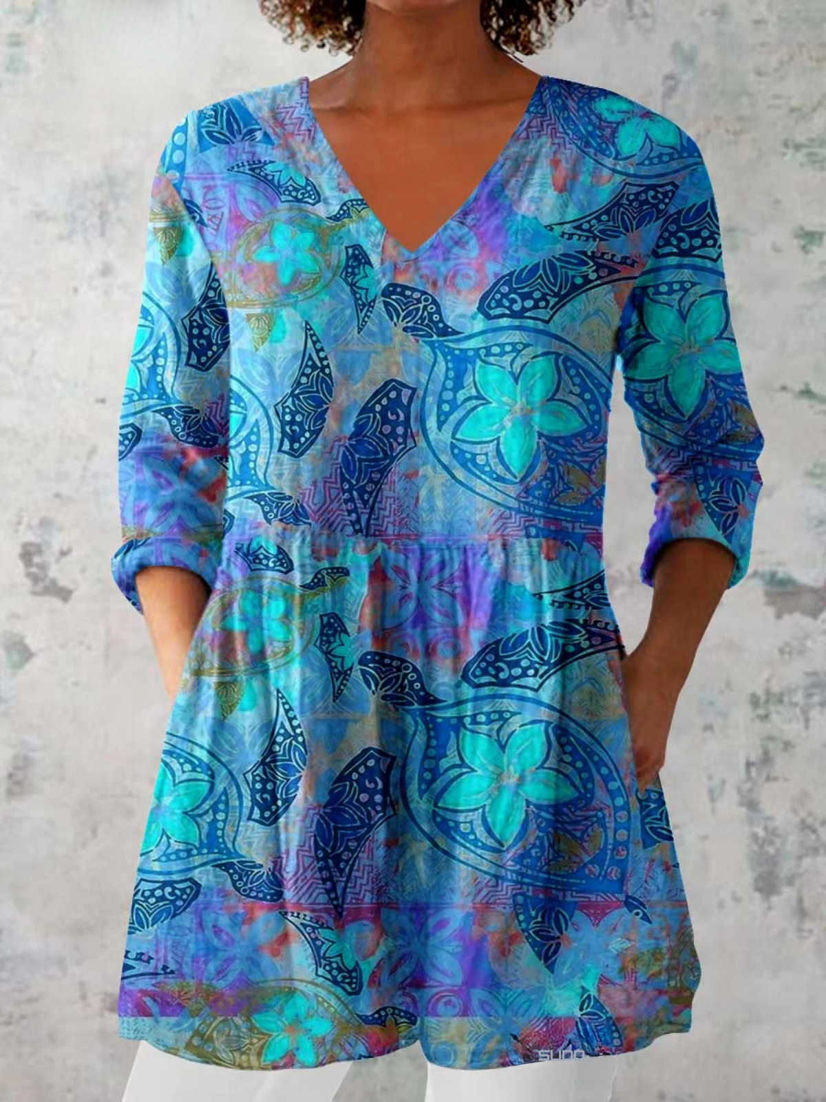 Juliette | Turquoise Paisley Tunic Blouse