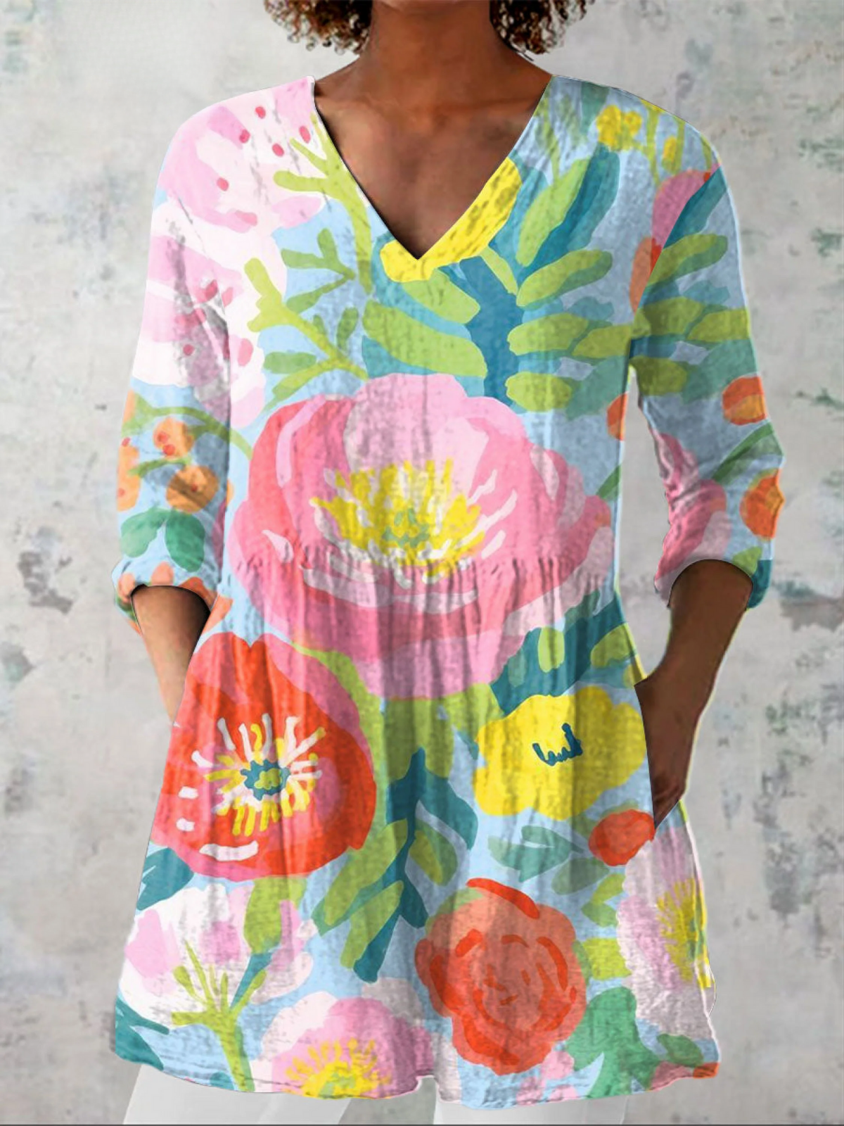Helene | Bold Bloom Garden Tunic Blouse