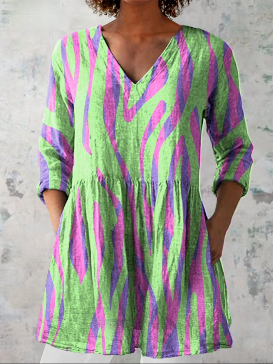 Oceane | Brushstroke Stripe Tunic Blouse