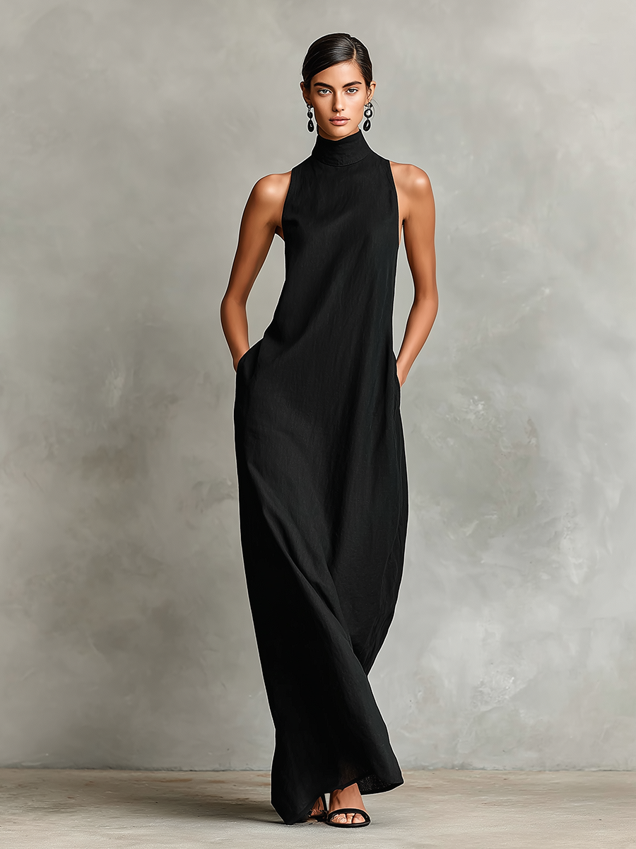 Nerina | Elegant Mono Turtleneck Dress