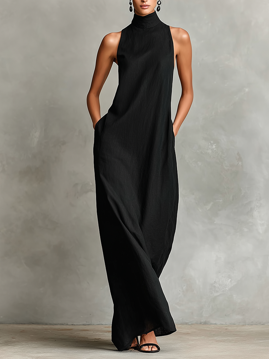 Nerina | Elegant Mono Turtleneck Dress