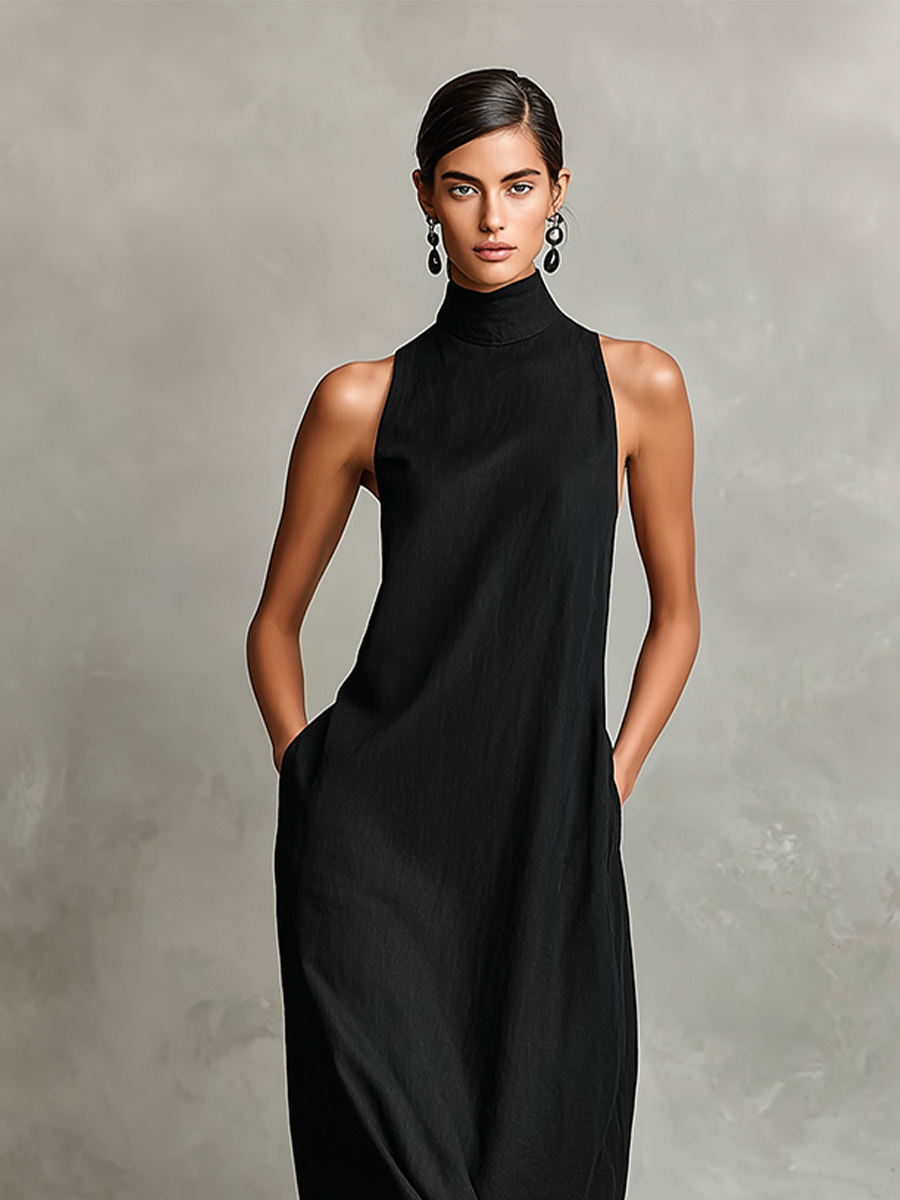 Nerina | Elegant Mono Turtleneck Dress