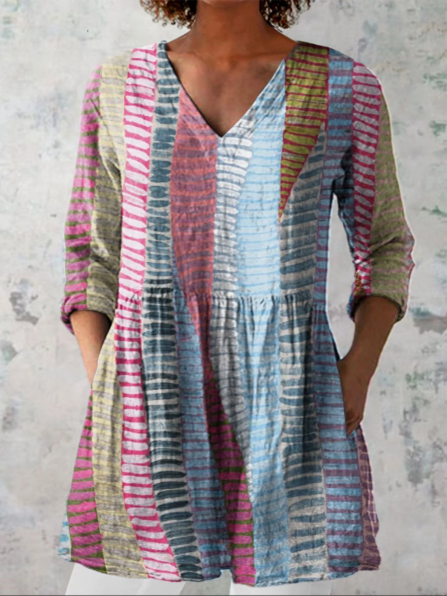 Anais | Pastel Patchwork Tunic Blouse