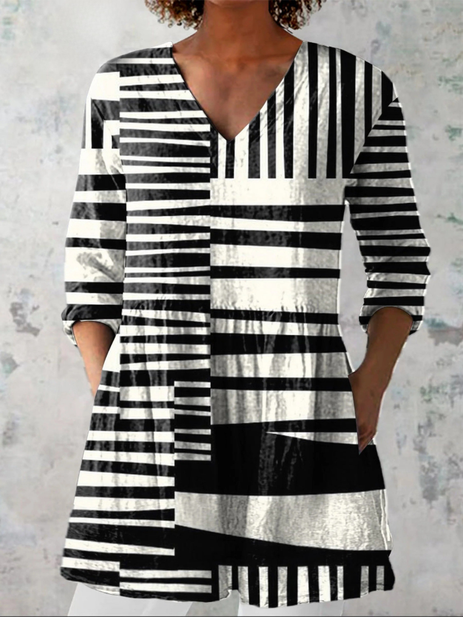 Sophie | Graphic Stripe Tunic Blouse