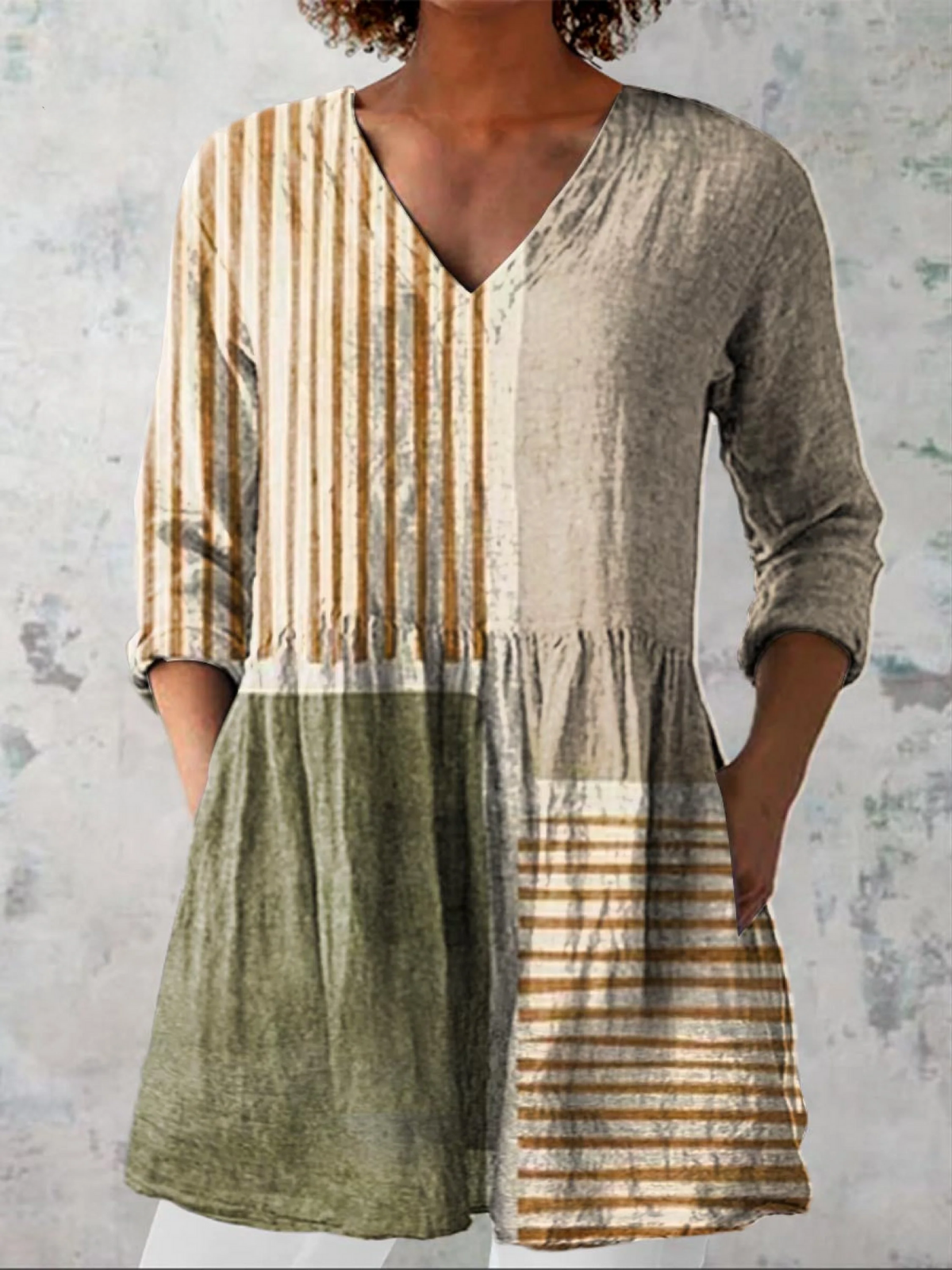 Camille | Natural Stripe Tunic Blouse