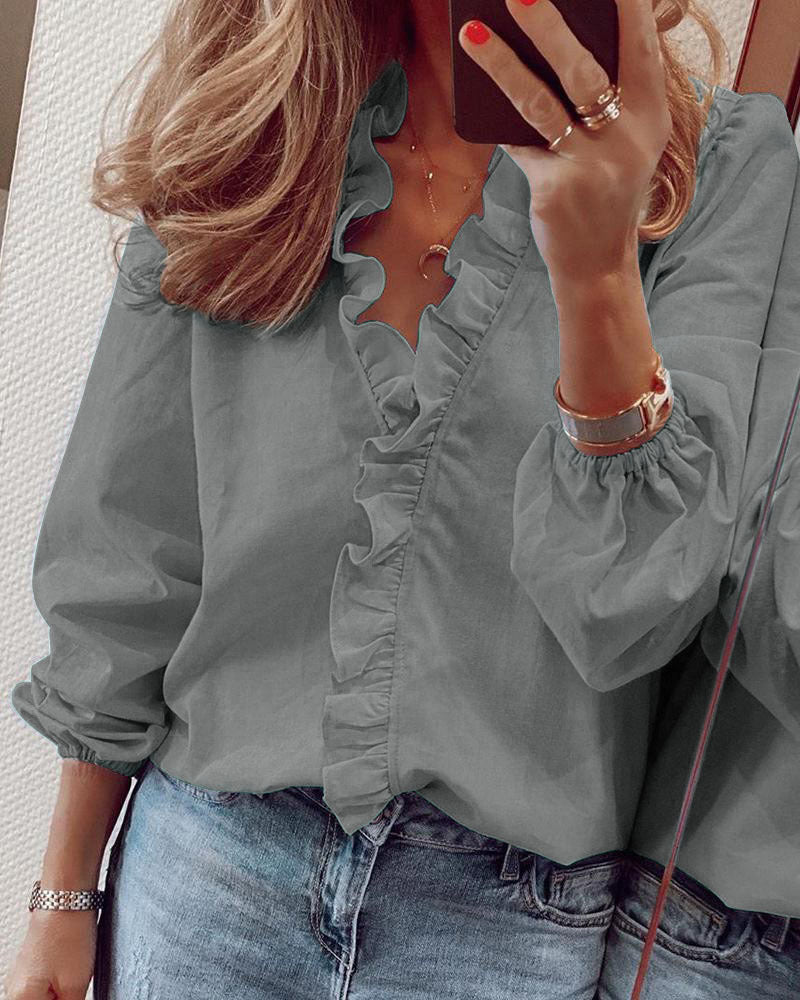 Maisy | Ruffled V-Neck Blouse