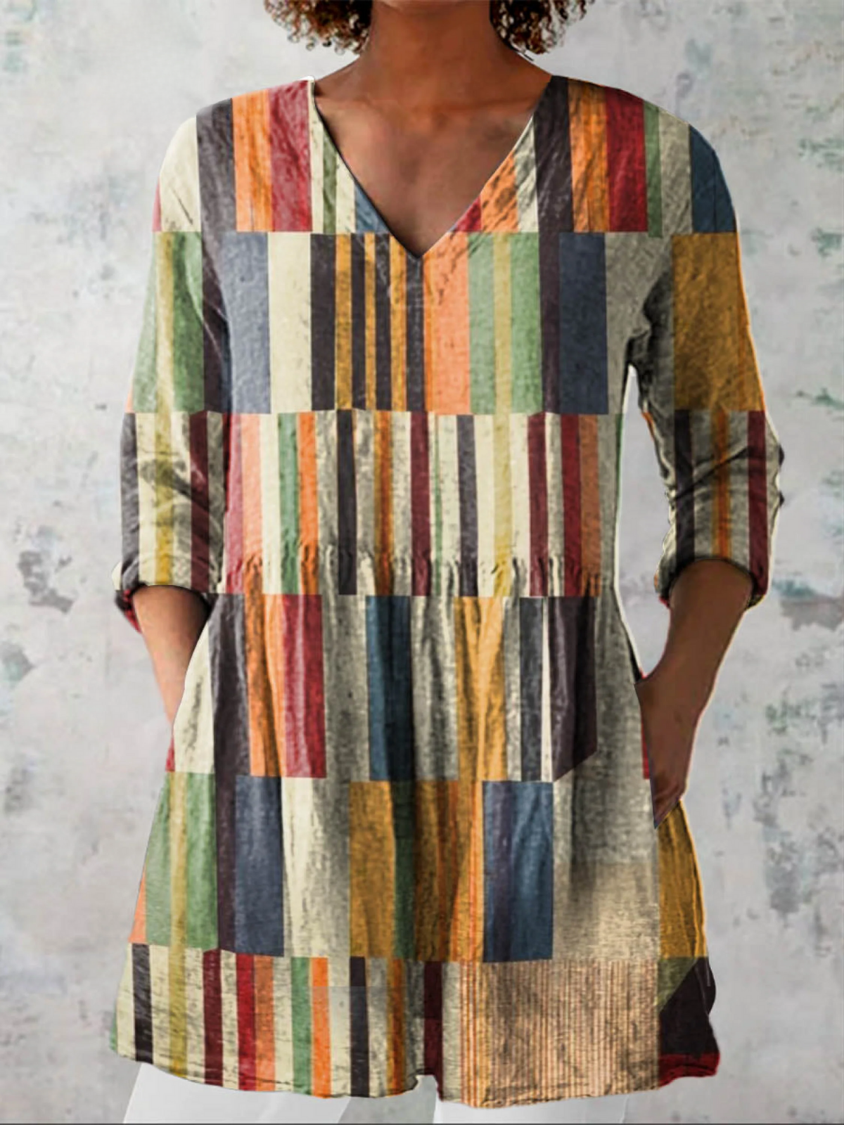 Chloe | Earth Patchwork Tunic Blouse