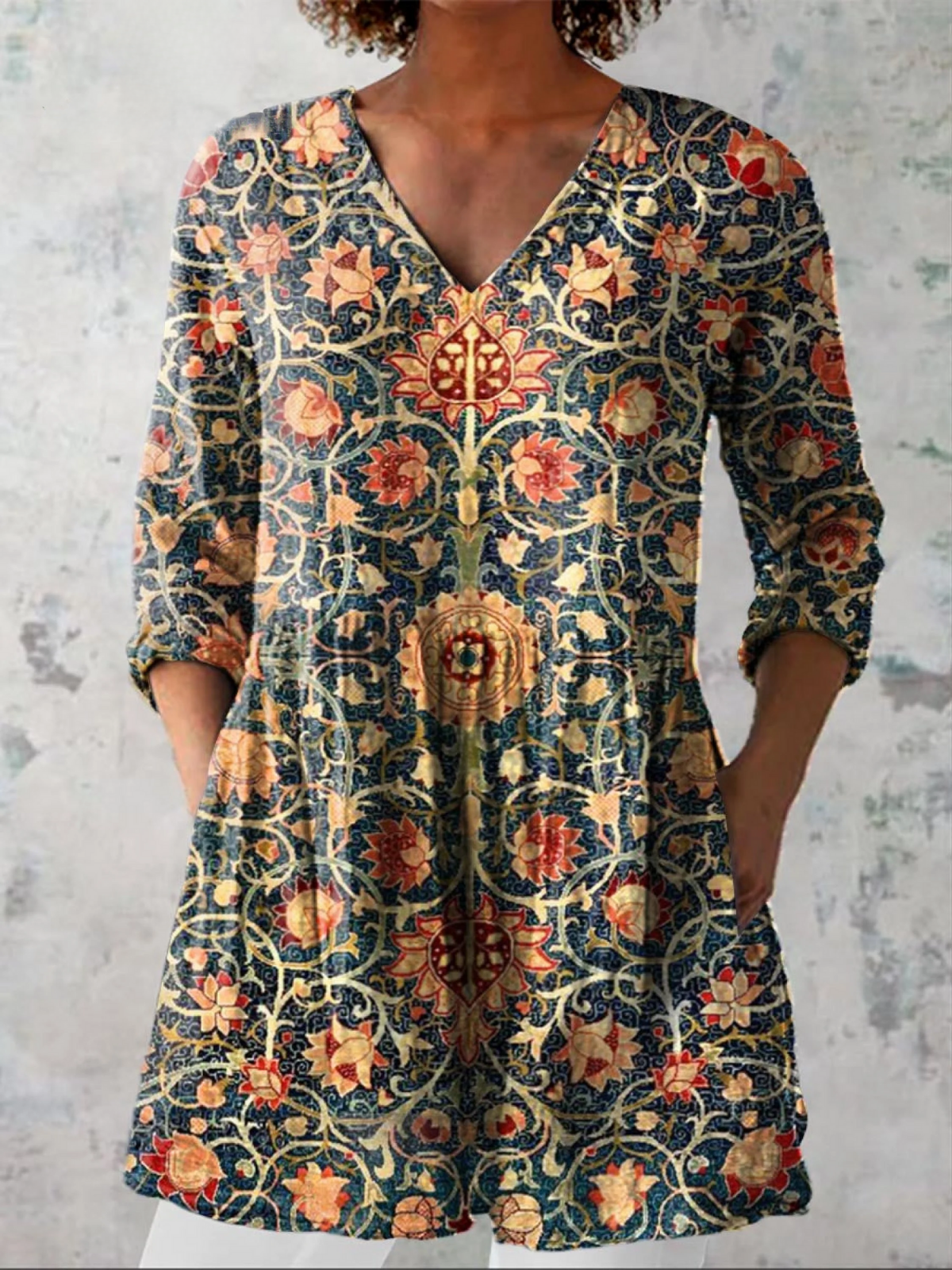 Celine | Midnight Tapestry Tunic Blouse