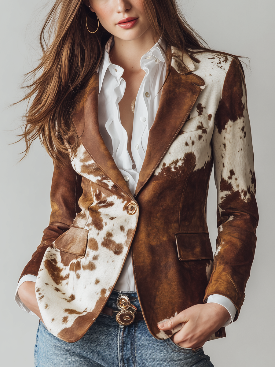 Antonia | Elegant Cow Print Blazer