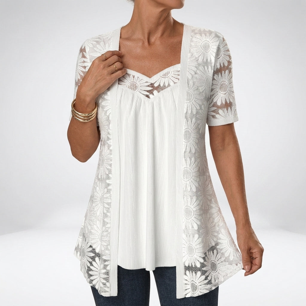 Prudence | White Square Neck Blouse