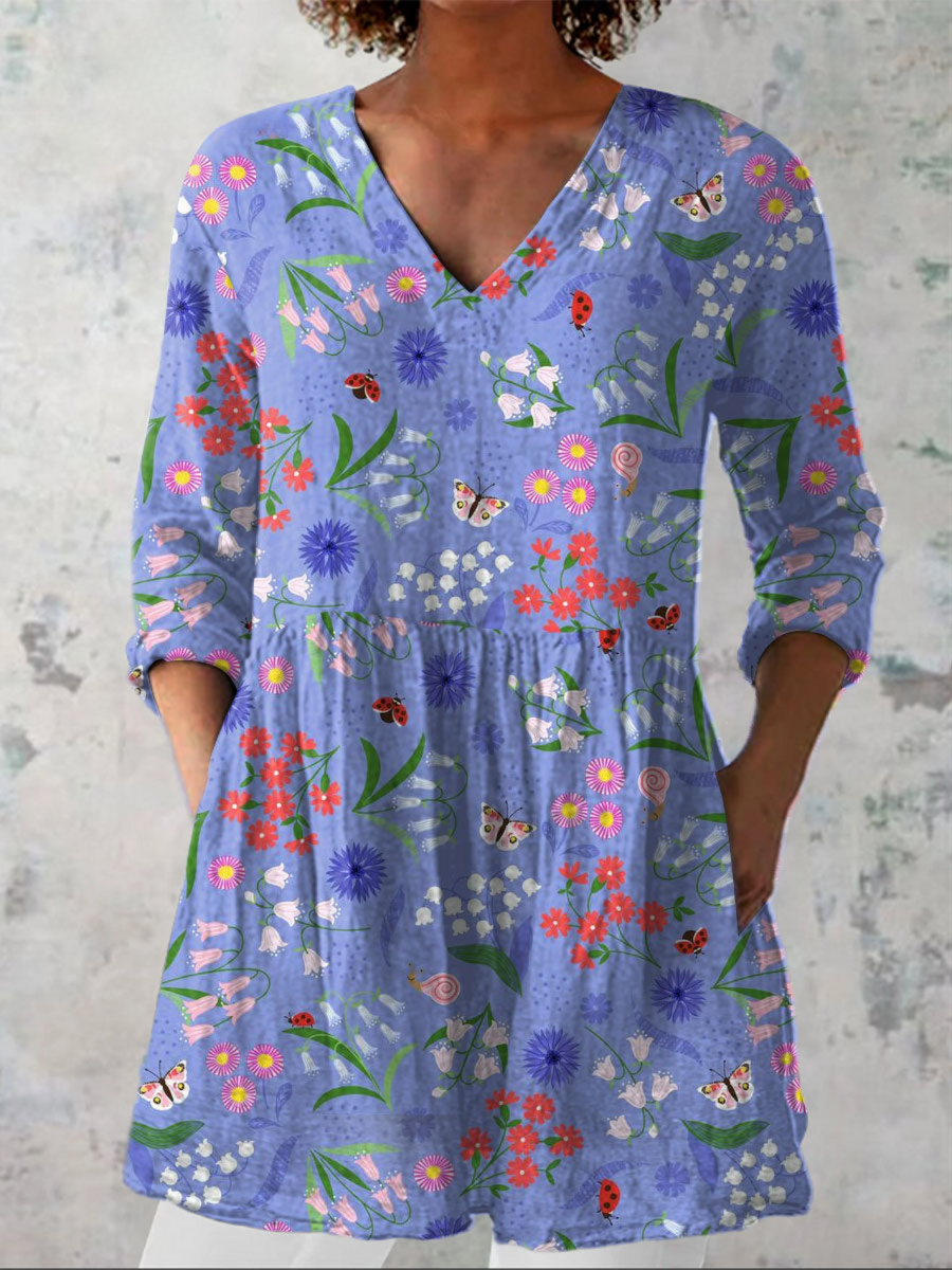 Aline | Periwinkle Meadow Tunic Blouse