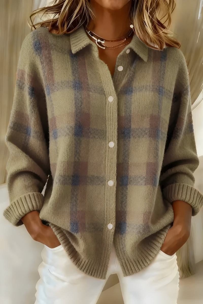 Junie | Checkered Button Down Cardigan