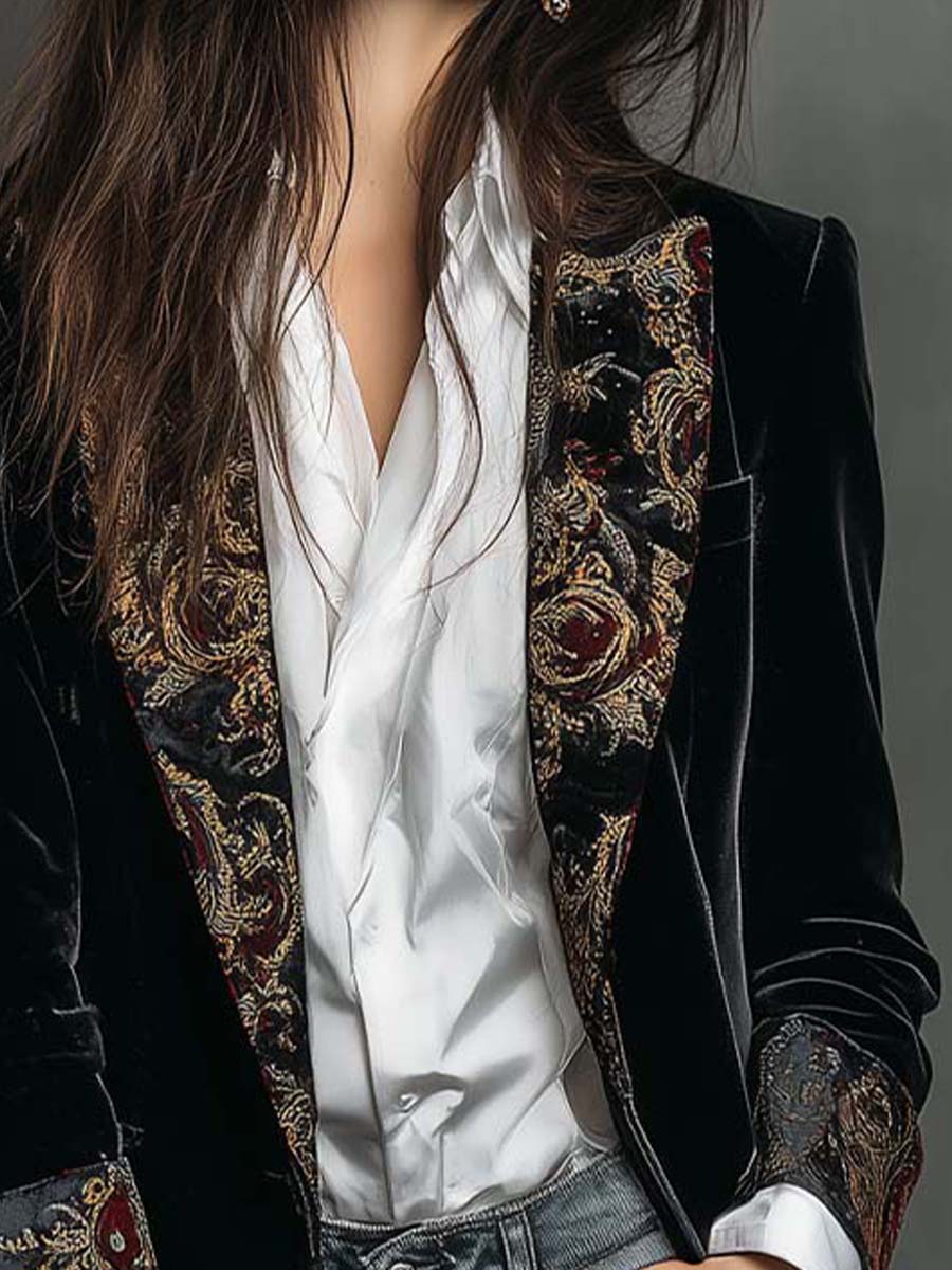 Tilda | Elegant Baroque Print Blazer