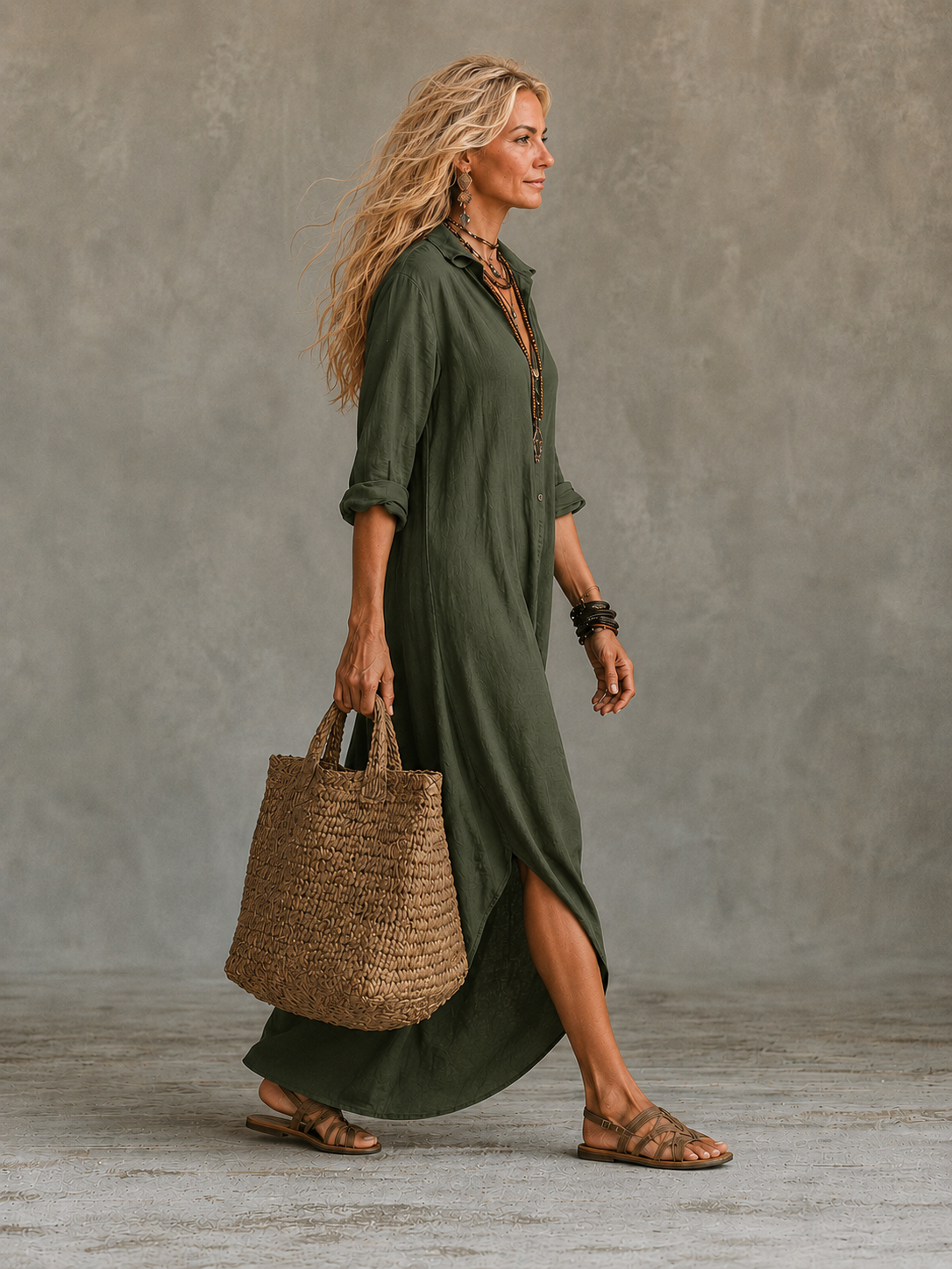 Birgit | Flowing Button Down Maxi Dress