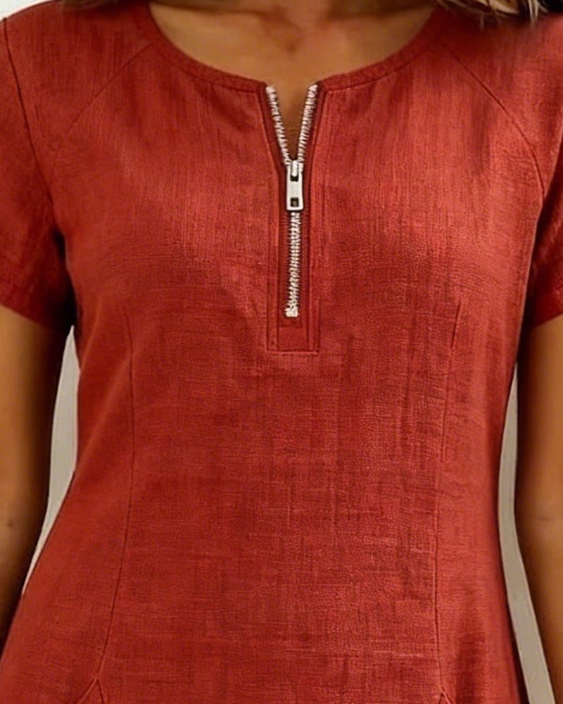 Aisley | Cotton Dress with Zip Closure