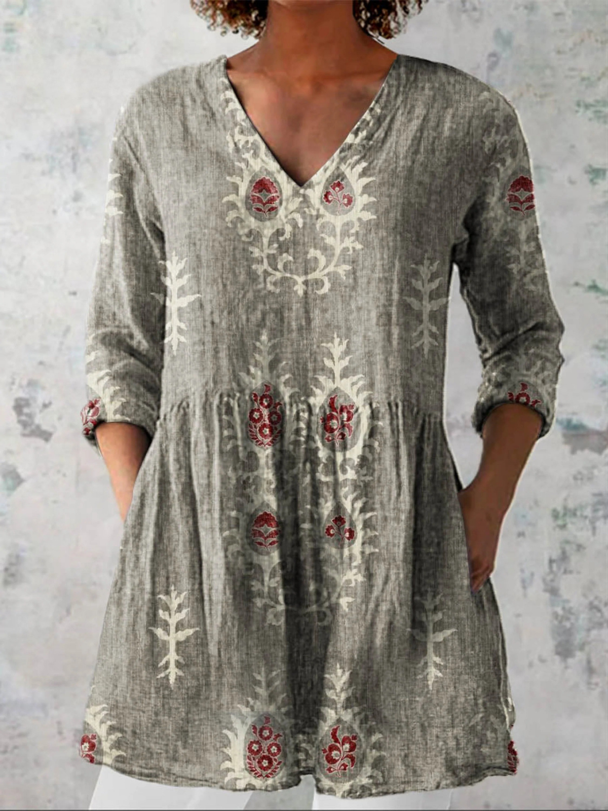 Elise | Folk Motif Tunic Blouse
