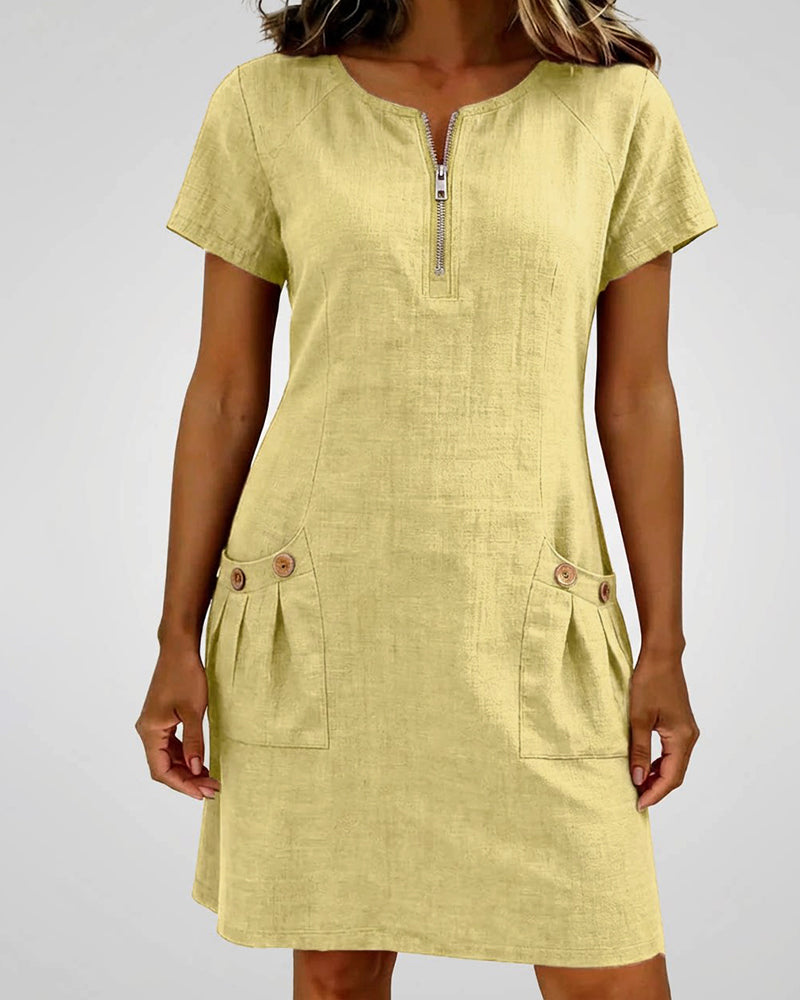 Aisley | Cotton Dress with Zip Closure