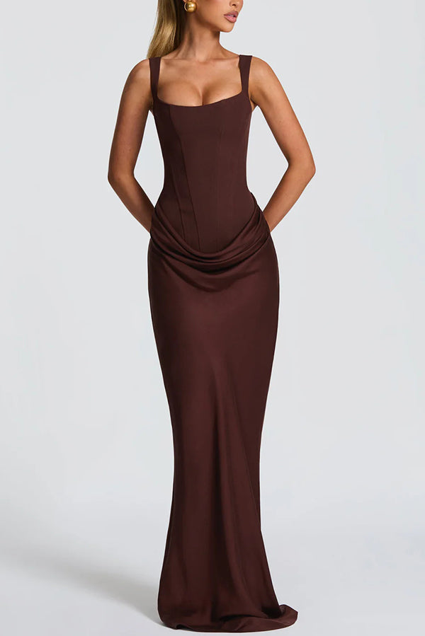 Kira | Elegant Square Neck Maxi Dress