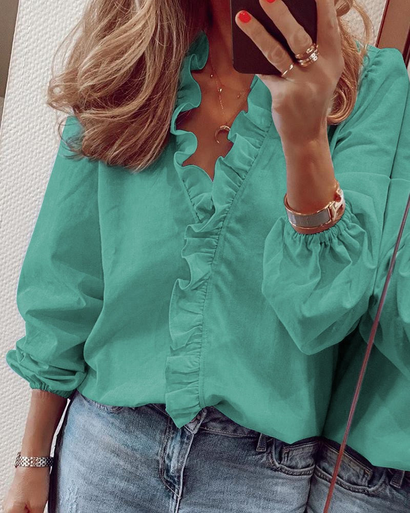 Maisy | Ruffled V-Neck Blouse