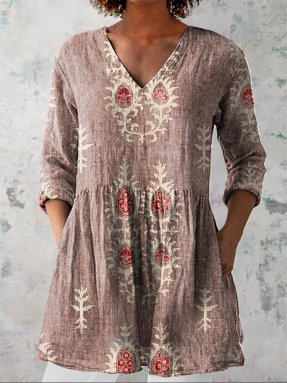 Elise | Folk Motif Tunic Blouse
