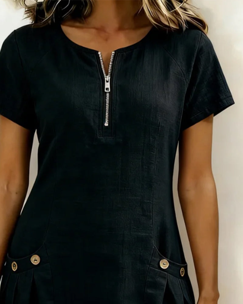 Aisley | Cotton Dress with Zip Closure