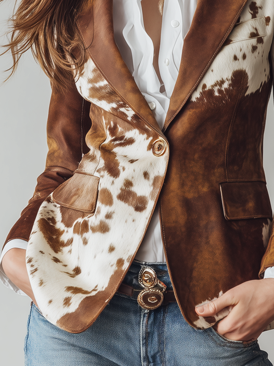 Antonia | Elegant Cow Print Blazer
