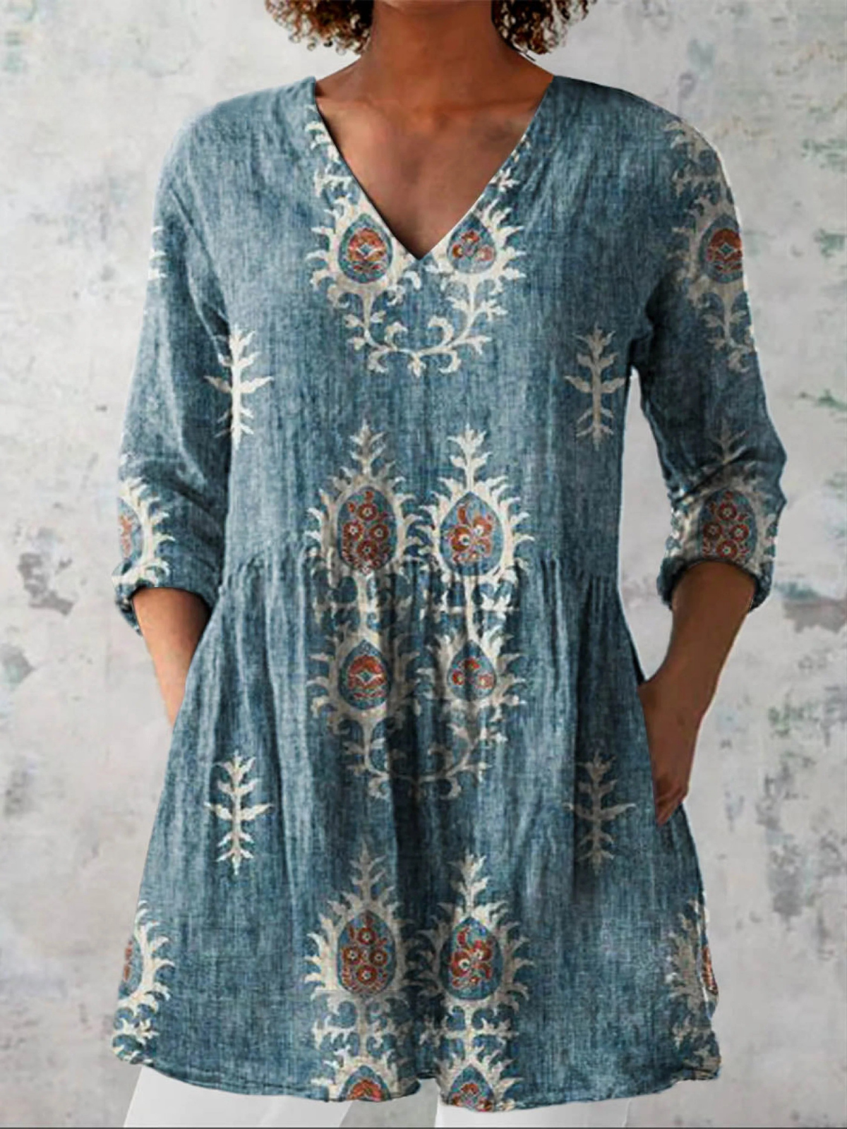 Elise | Folk Motif Tunic Blouse