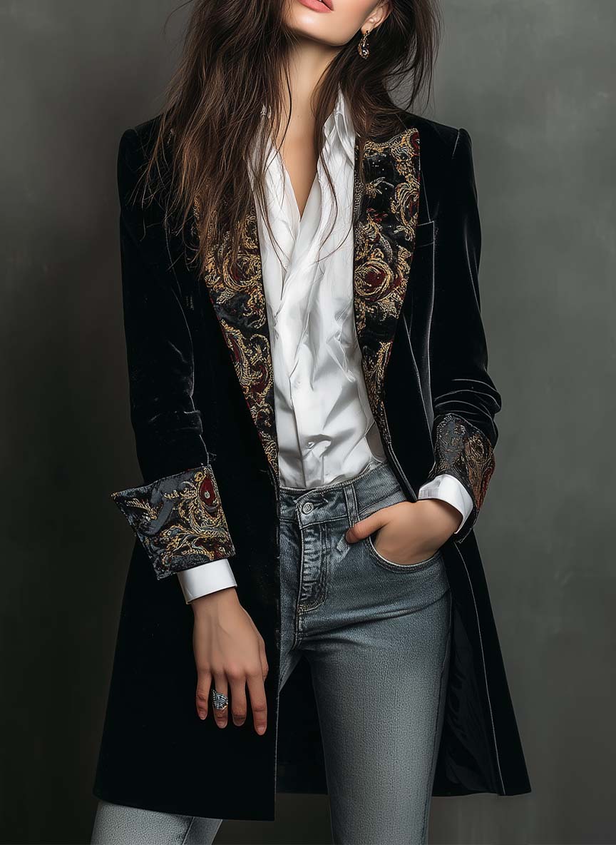 Tilda | Elegant Baroque Print Blazer