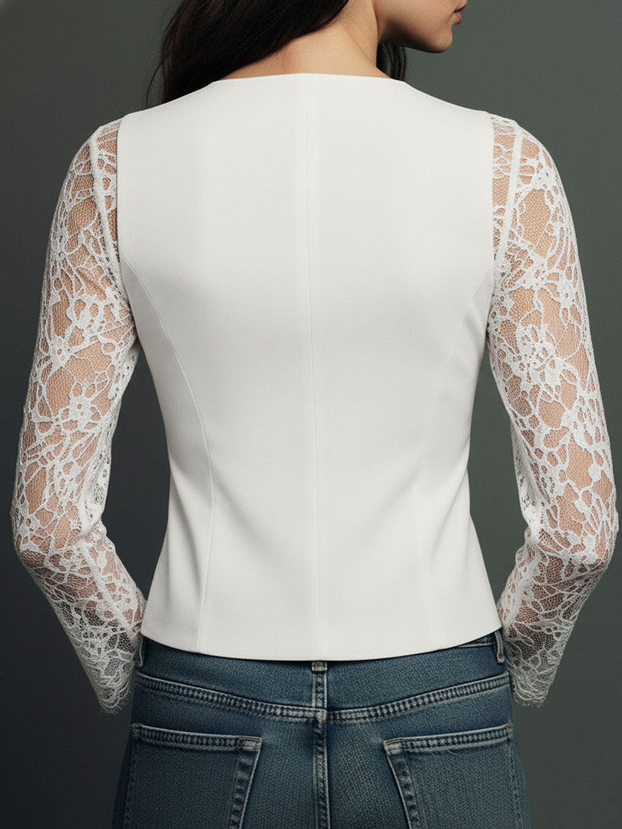 Jessamy | Elegant Lace Sleeve Blazer
