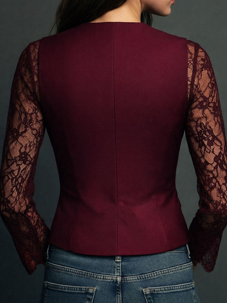 Jessamy | Elegant Lace Sleeve Blazer