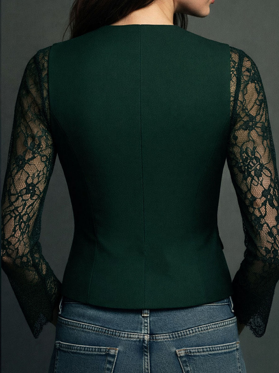 Jessamy | Elegant Lace Sleeve Blazer