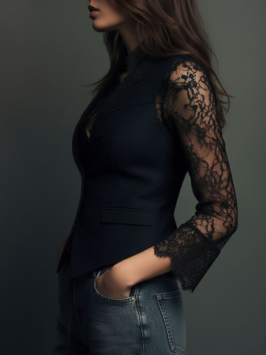 Jessamy | Elegant Lace Sleeve Blazer