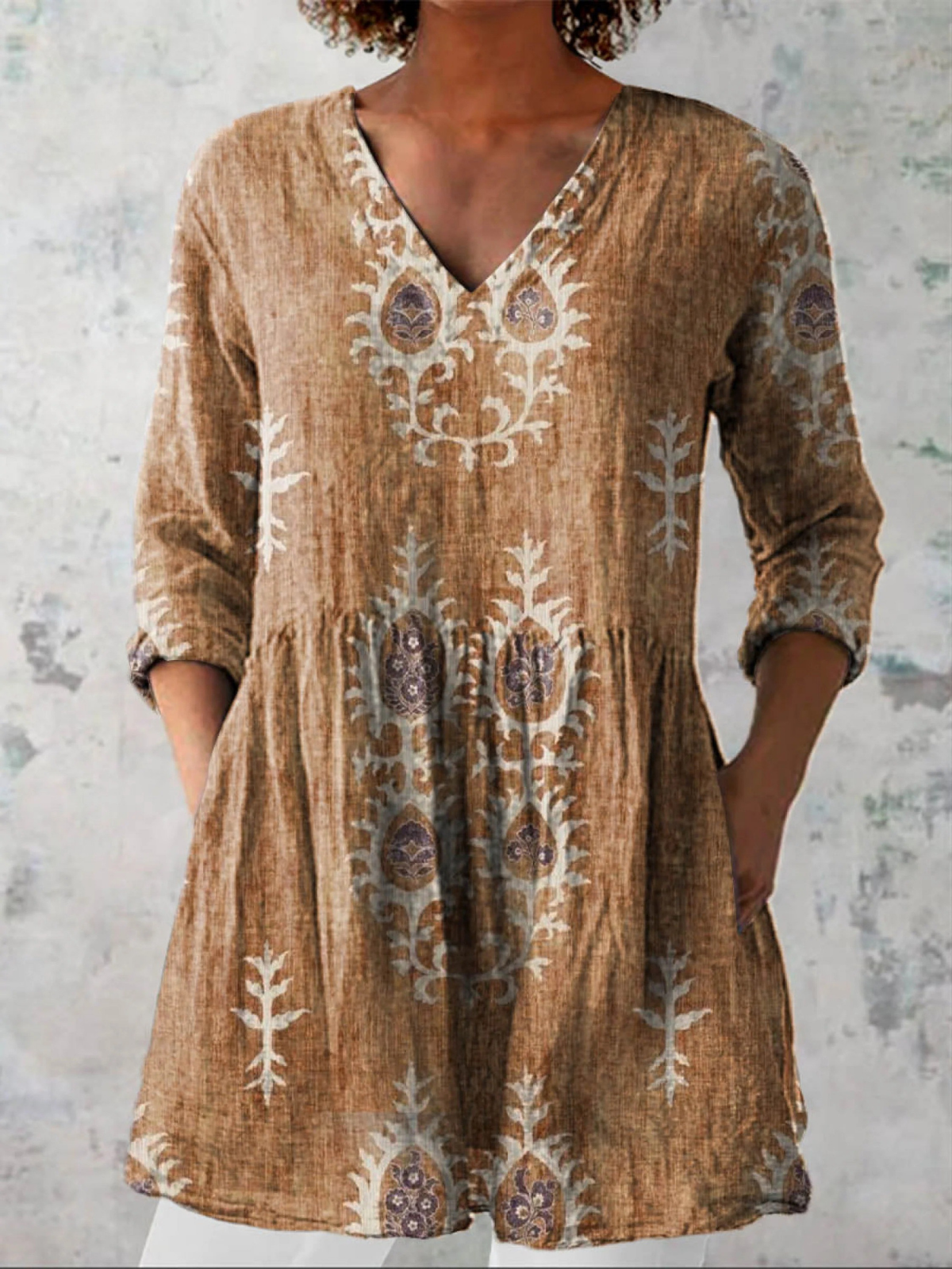 Elise | Folk Motif Tunic Blouse