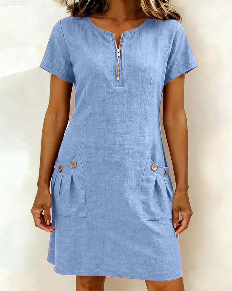 Aisley | Cotton Dress with Zip Closure