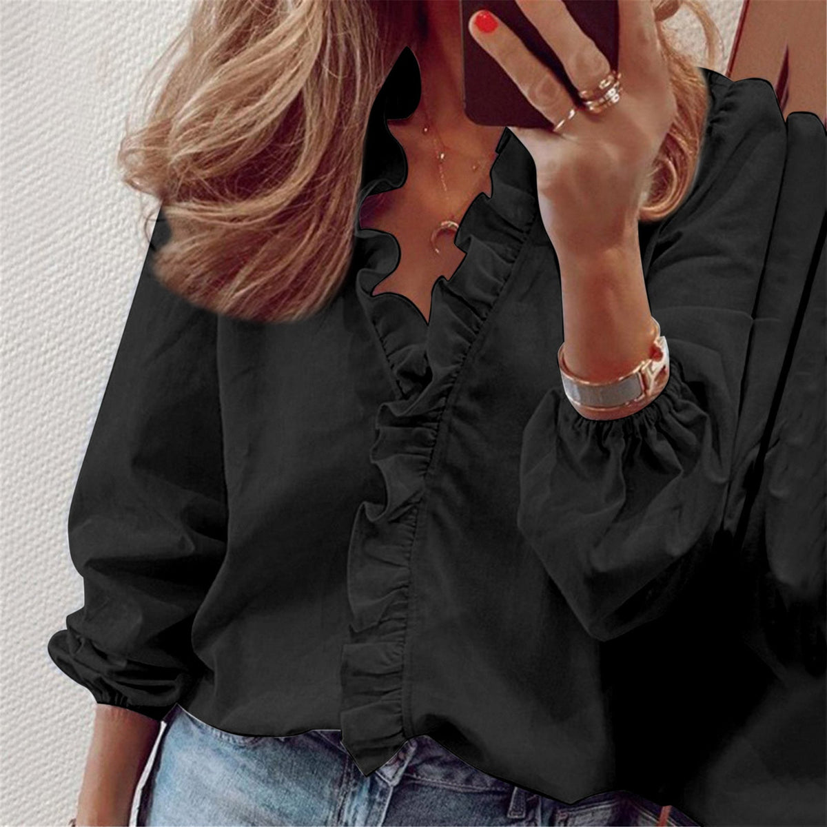 Maisy | Ruffled V-Neck Blouse