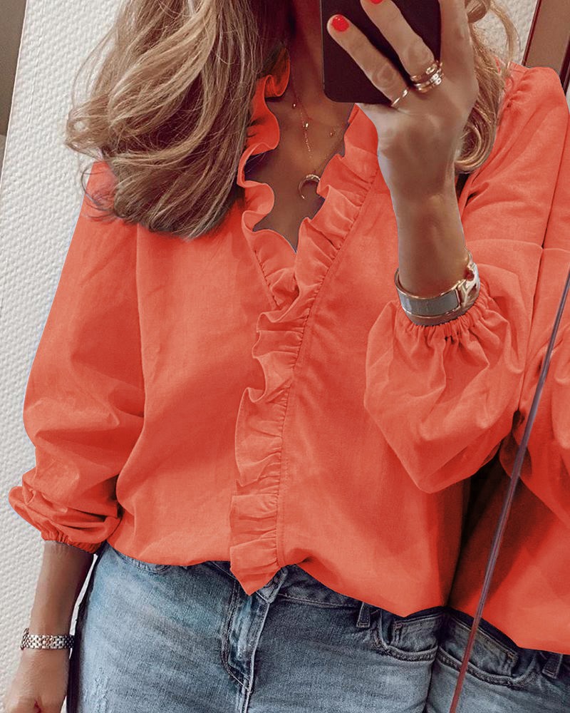 Maisy | Ruffled V-Neck Blouse