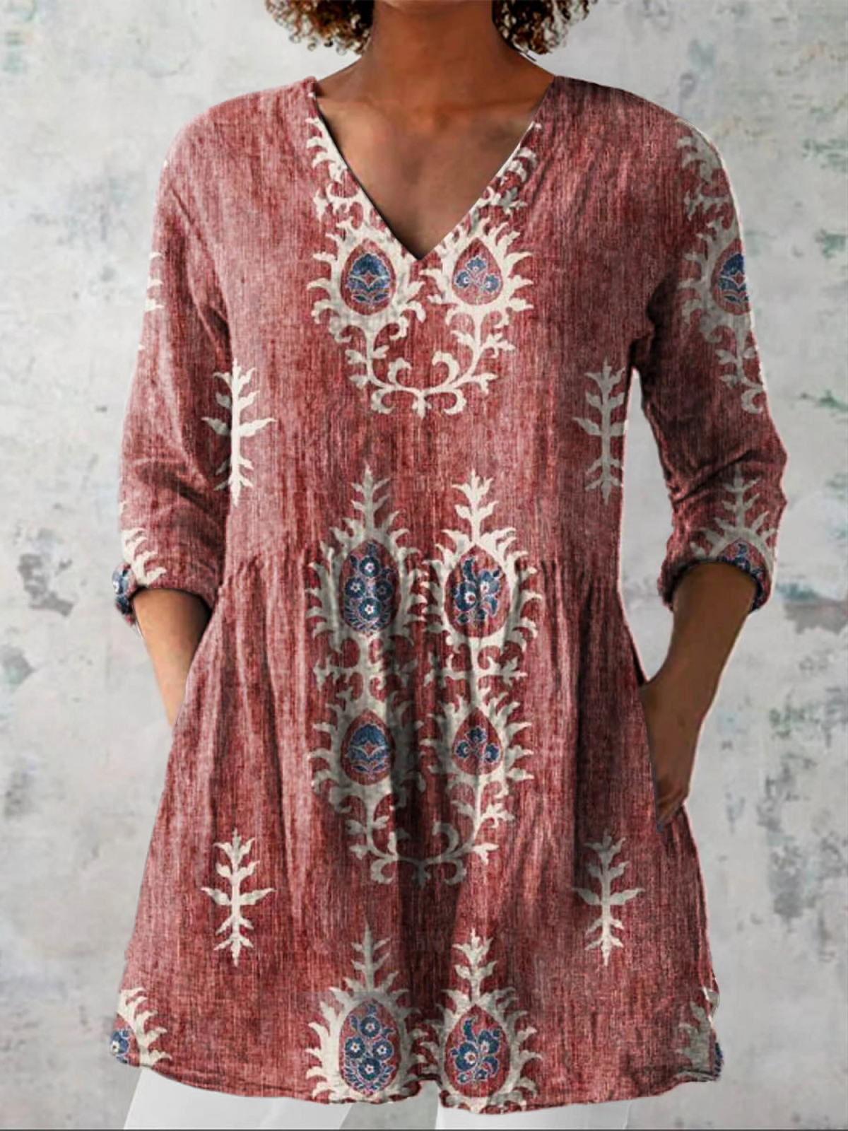 Elise | Folk Motif Tunic Blouse