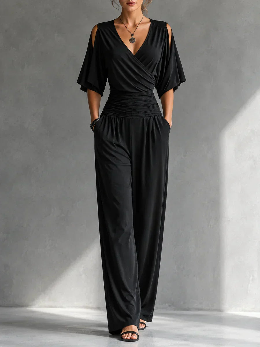 Verena | Wrap Front Wide Leg Jumpsuit