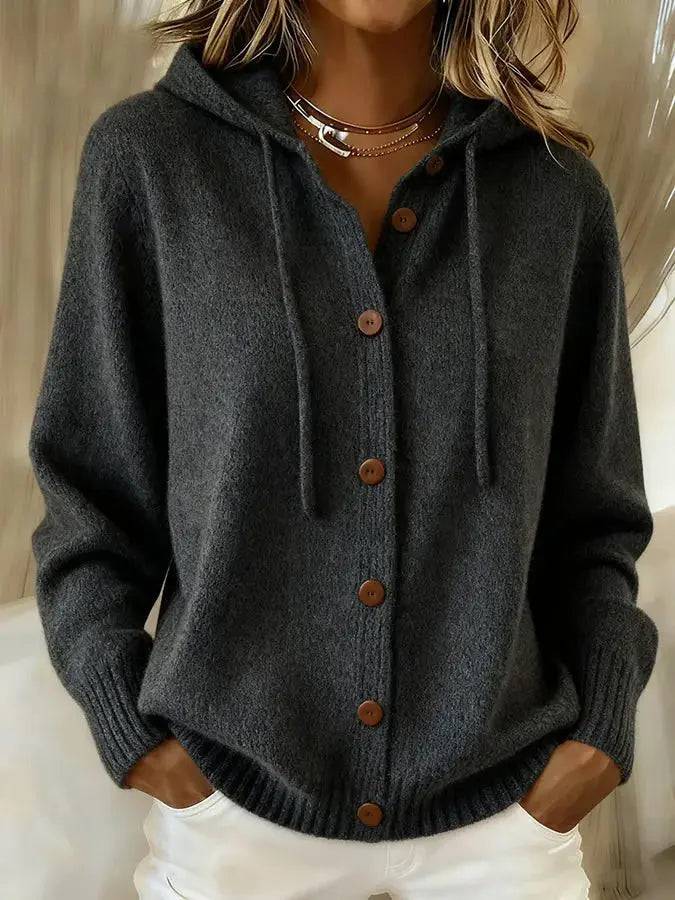 Brielle | Cozy Drawstring Hood Cardigan