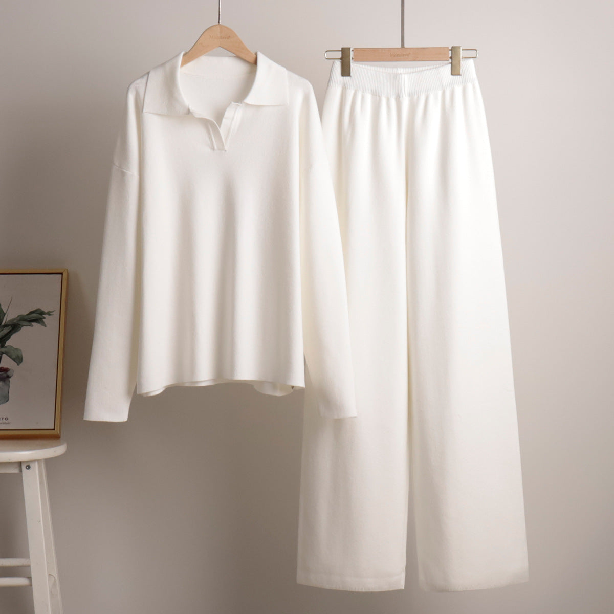 Lorena | Collared Top and Wide Leg Two Piece Set