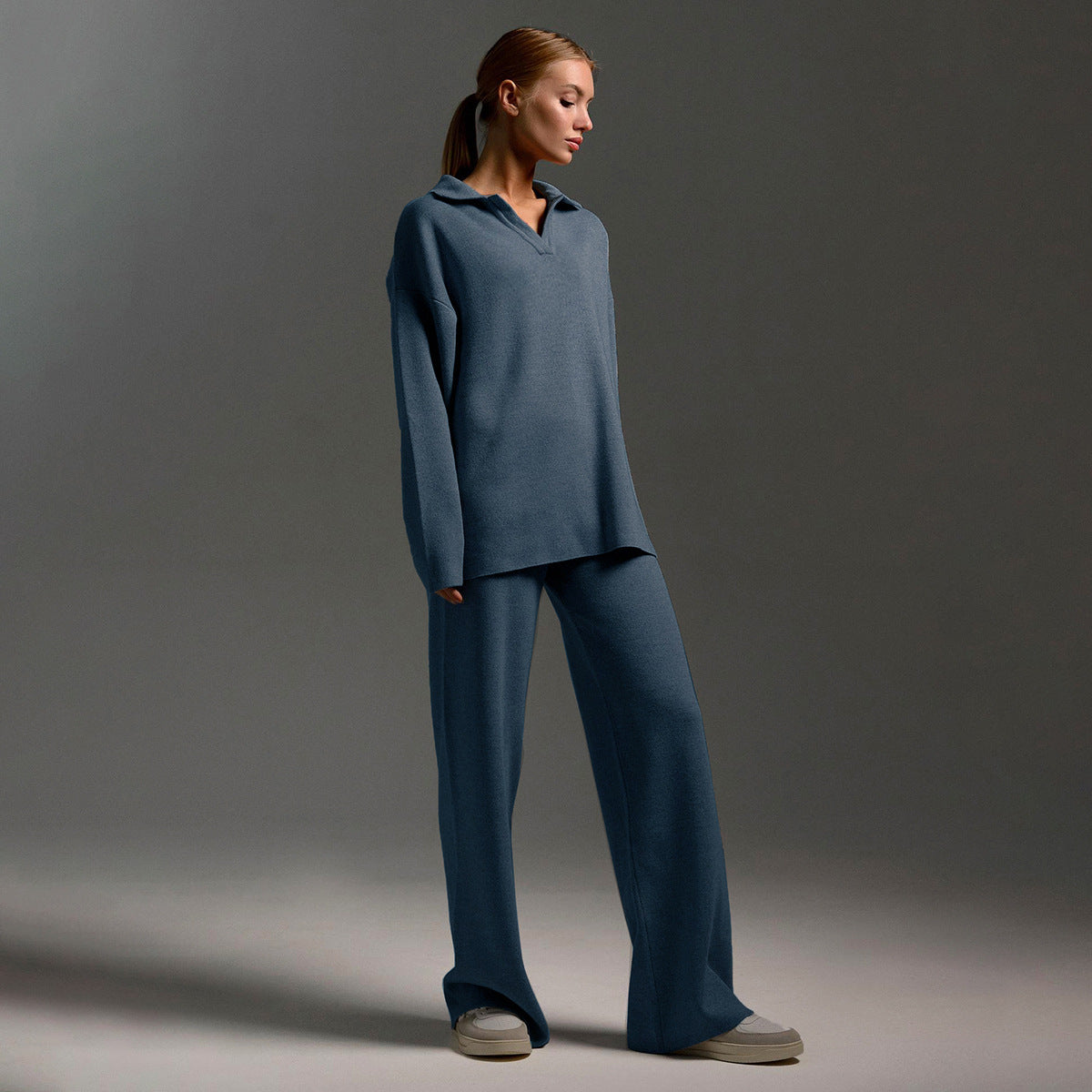 Lorena | Collared Top and Wide Leg Two Piece Set