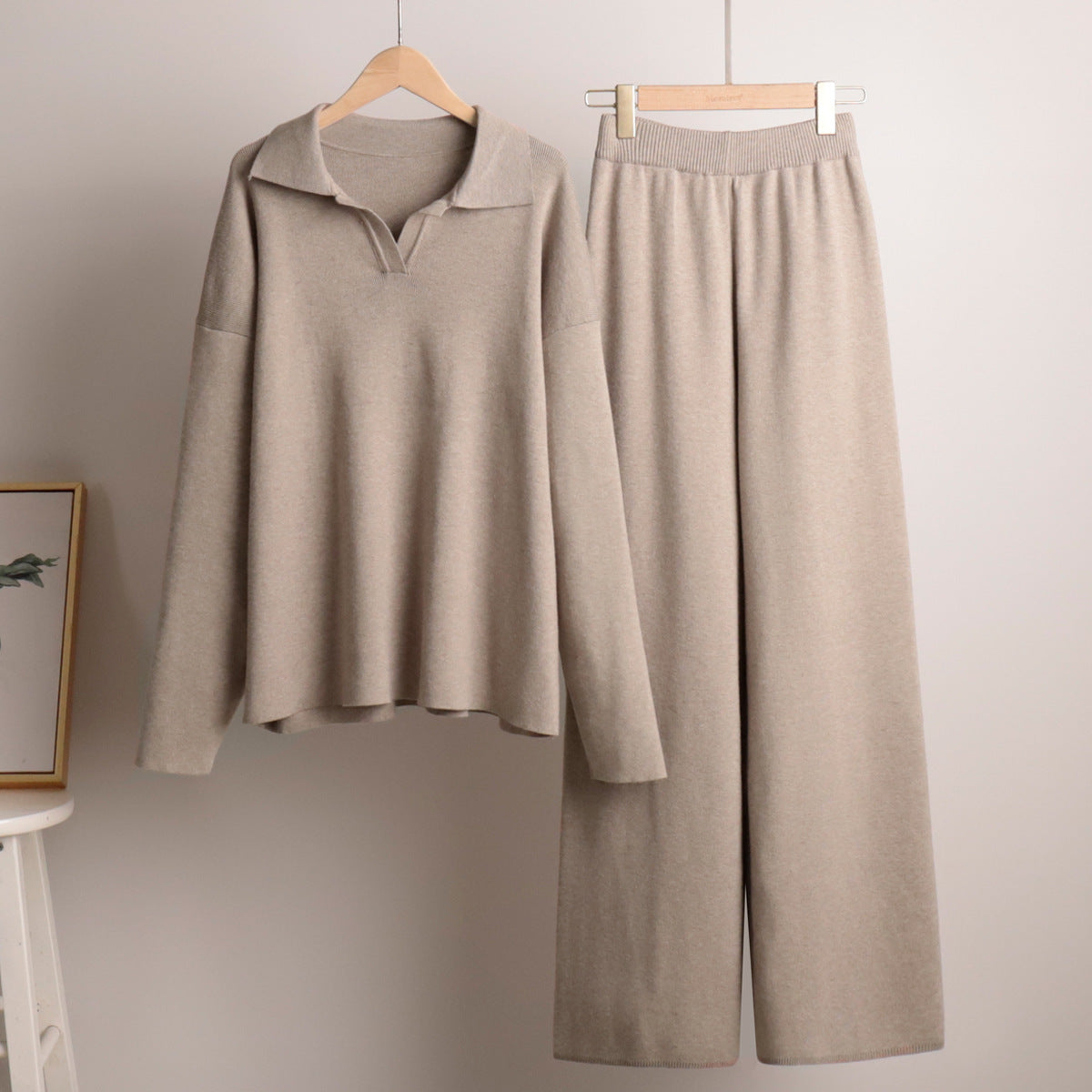 Lorena | Collared Top and Wide Leg Two Piece Set