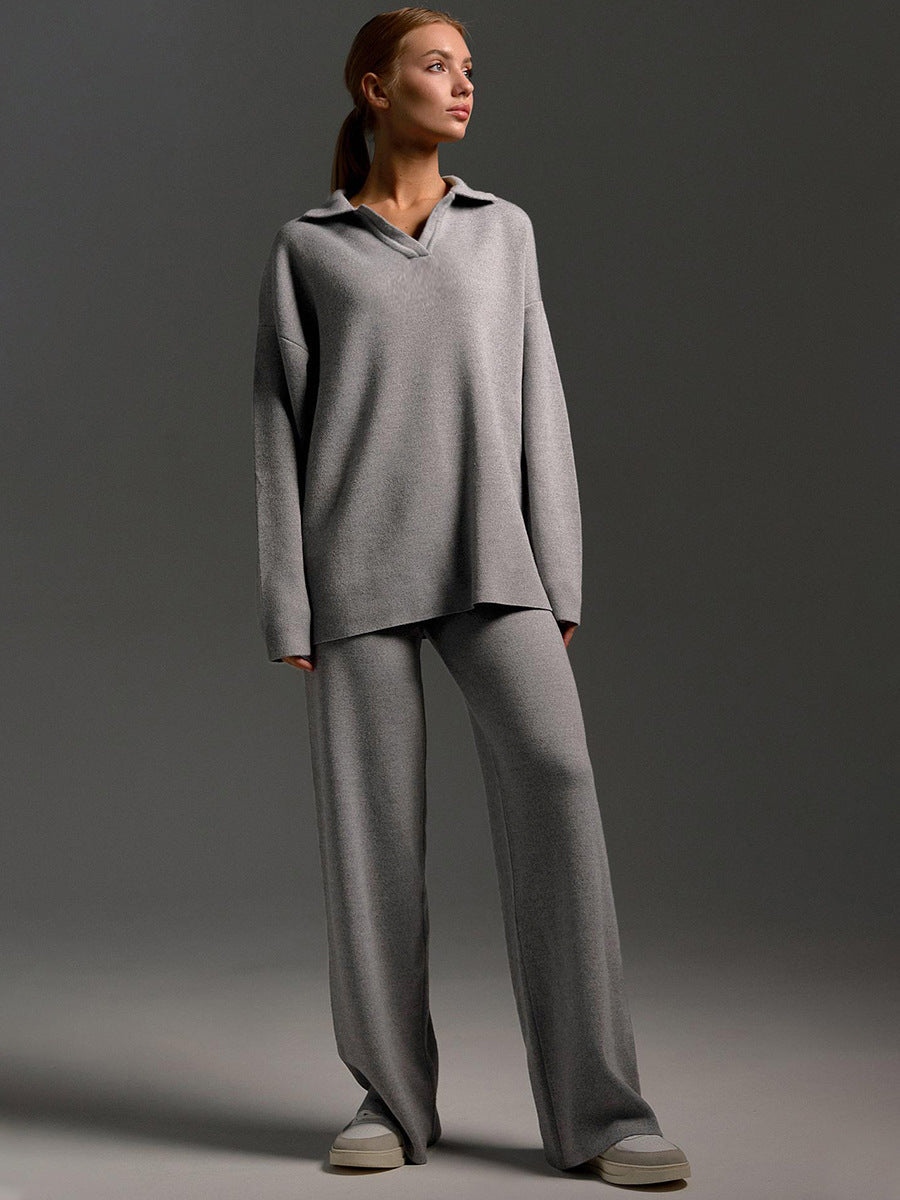 Lorena | Collared Top and Wide Leg Two Piece Set