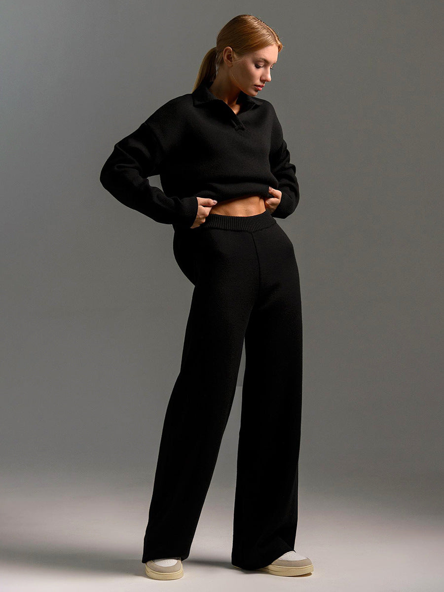 Lorena | Collared Top and Wide Leg Two Piece Set