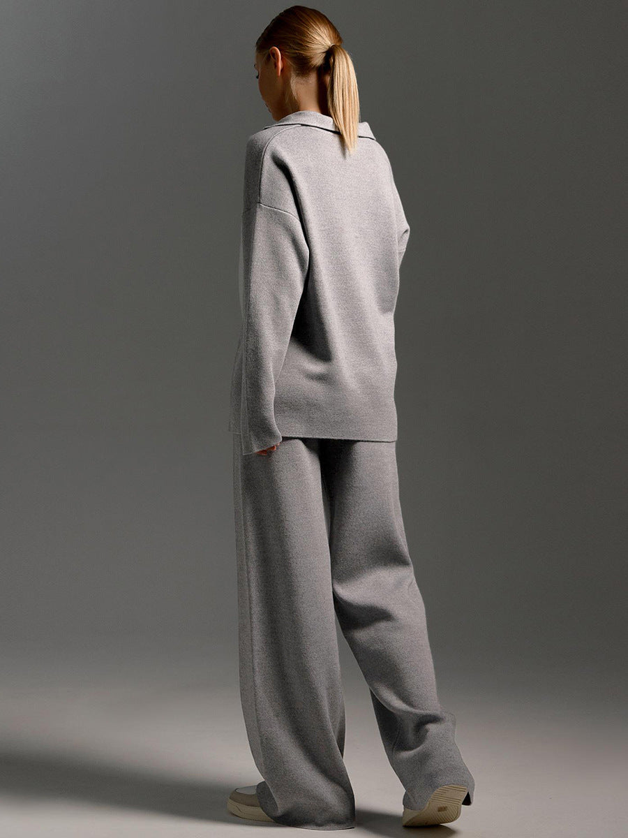 Lorena | Collared Top and Wide Leg Two Piece Set