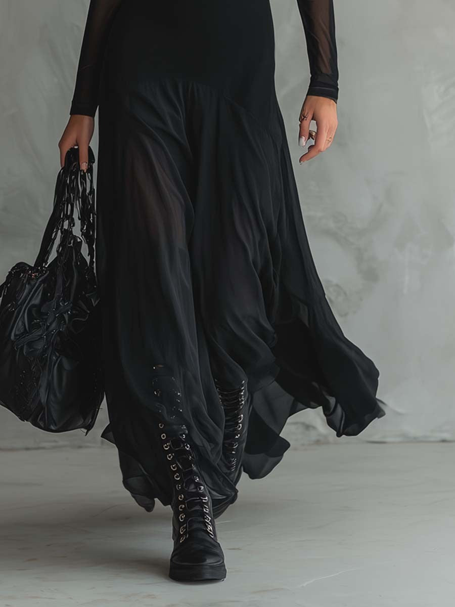 Mia | Elegant Sheer Sleeve Maxi Dress
